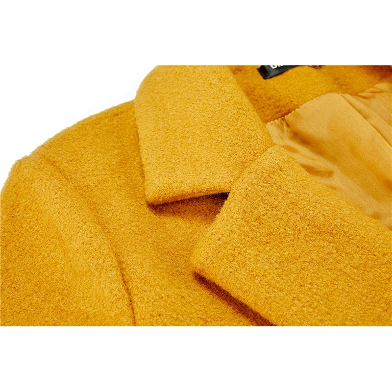 2019 Women Winter  Warm Long Turn-down Collar Windproof Wool Trench Coat  For Lady