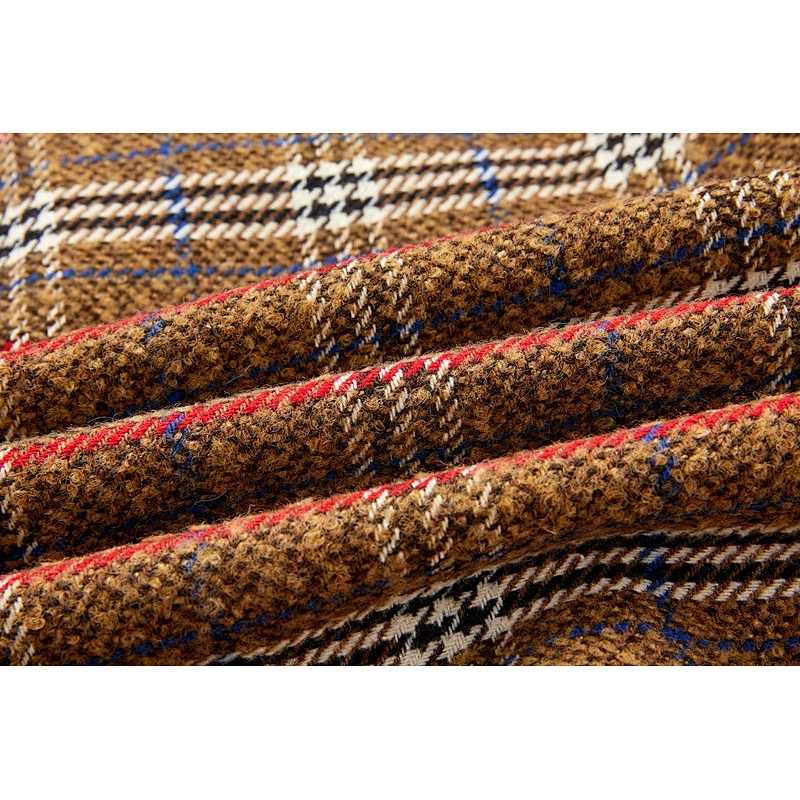 Fashion Vintage Style Winter  Long  Turn-down Collar Coat plain dyed   Women's Plaid coat For Lady LR-7324