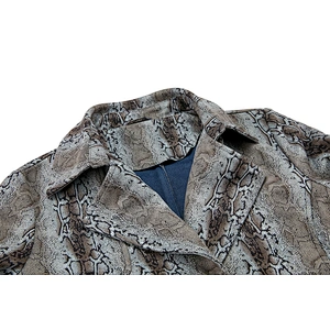 Autumn Printing Adjustable Waist With Plain Dyed Long Trench  Coat England Style For Lady (478-PSO-201)