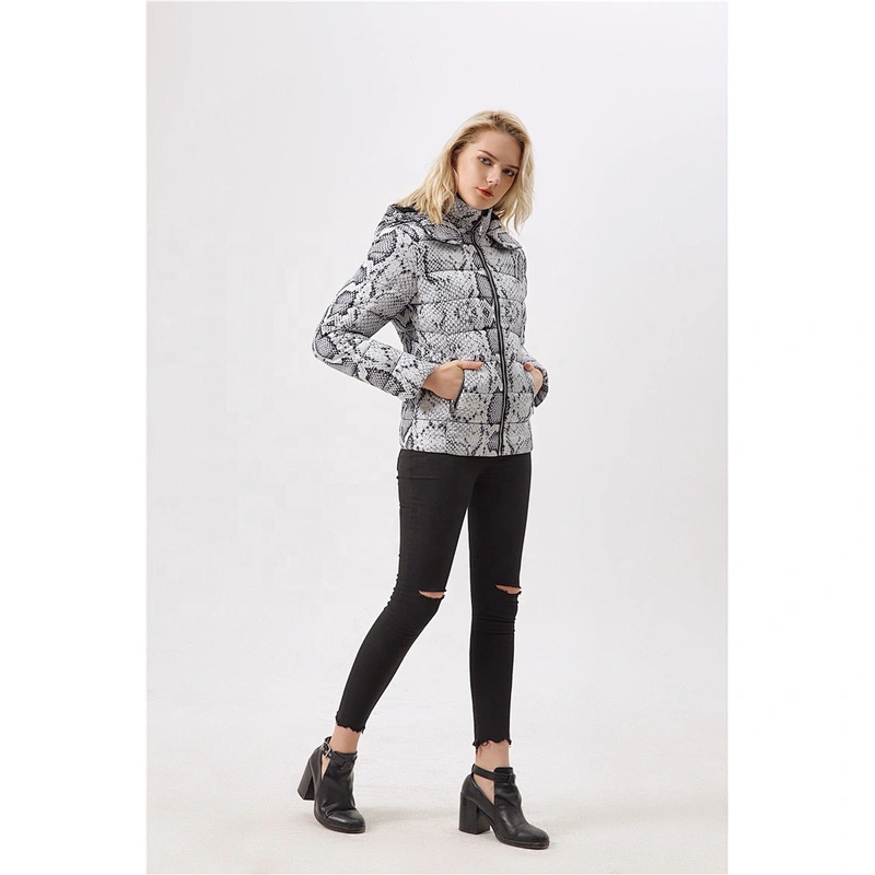 Women winter animal pattern padding coat with hat wear clothing for women LR-7068