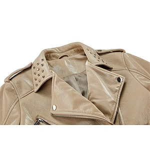 Women's Turn-down collar Motorcycle Clothing Outwear  Cool green All-match Women Jacket
