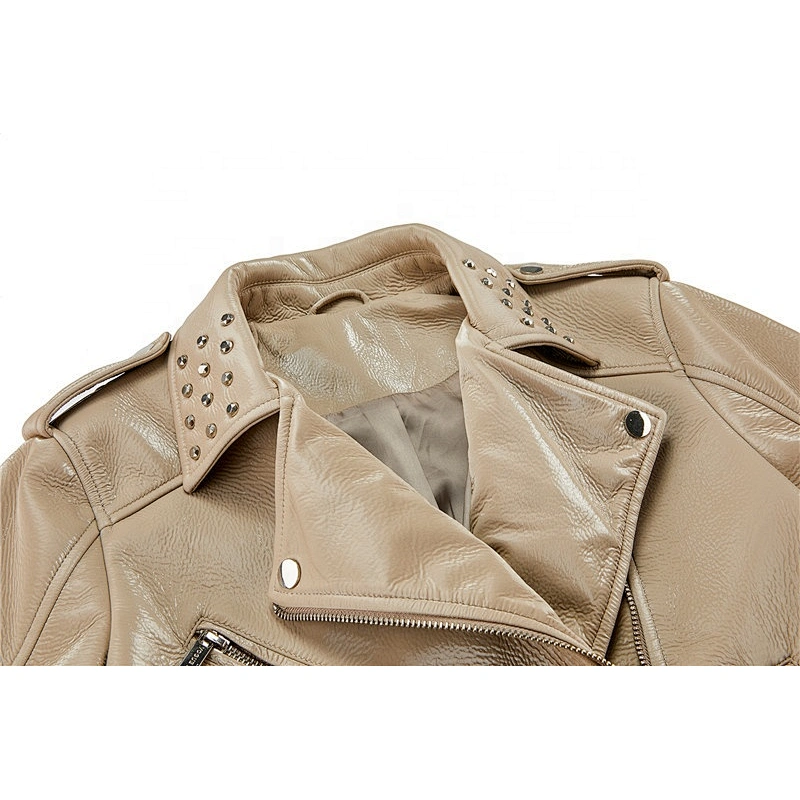 Women's Turn-down collar Motorcycle Clothing Outwear  Cool green All-match Women Jacket