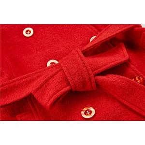 Women Winter Long Turn-down Collar Wool  Trench Coat  Solid Color Warm For Lady  3026-B