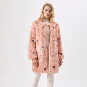 Women's O-Neck Faux Fur Coat Winter Clothing With Sex Design For Women LR-3688