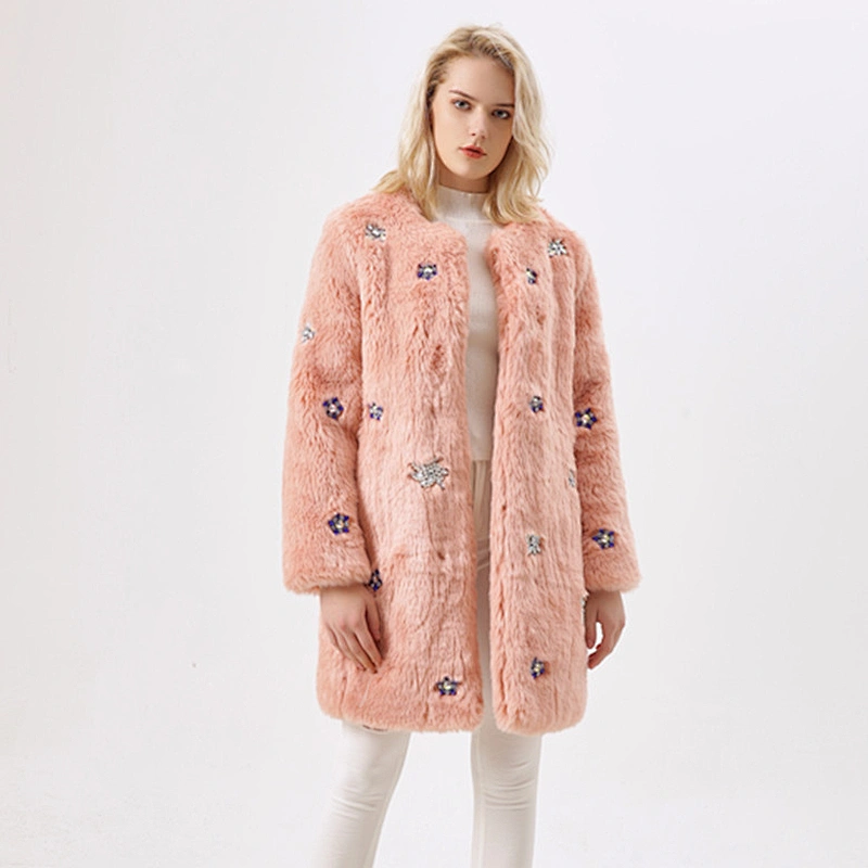 Women's O-Neck Faux Fur Coat Winter Clothing With Sex Design For Women LR-3688