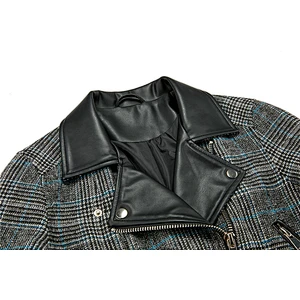 Women Slim short Winter plaid coat fashion jacket for lady 2019 LR-9601