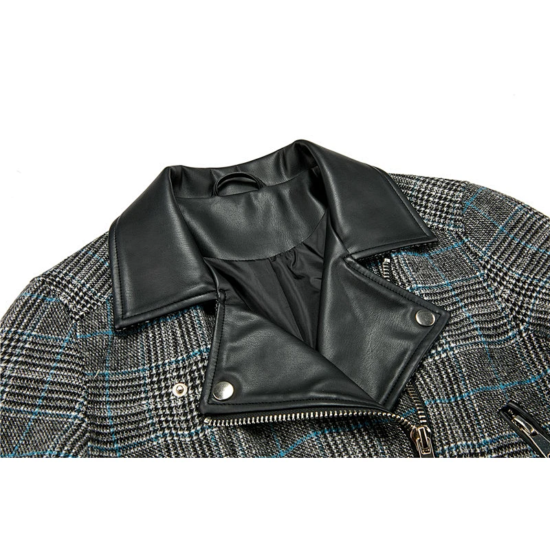 Women Slim short Winter plaid coat fashion jacket for lady 2019 LR-9601