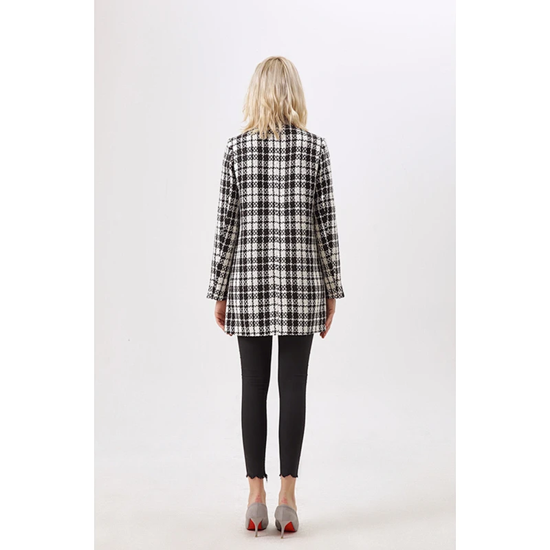 Fashion Winter Tweed Coat Animal Printing  coats Women's Plaid coat With Long Sleeves LR-8128