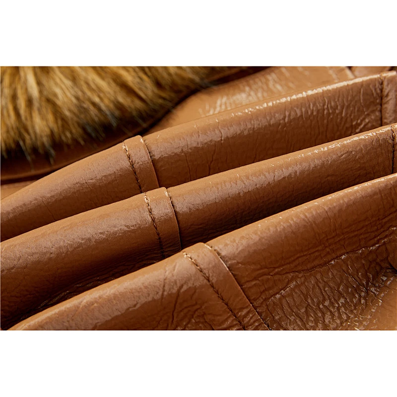Winter Warm  Fashion OEM Waterproof Zipper Slim  100%PU Jacket  With Fur Coat 603-J721249