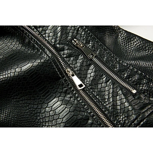 Winter Warm  OEM Waterproof Zipper Slim  100%PU Black Jacket  With Fur Coat LR-8878