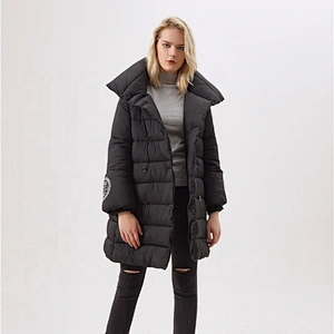 Black Padded Coat For Woman Hooded  Lady Winter  Women Long Clothing LR-3505