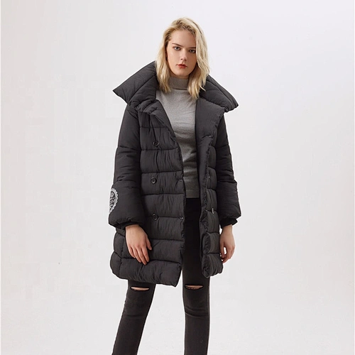 Black Padded Coat For Woman Hooded  Lady Winter  Women Long Clothing LR-3505