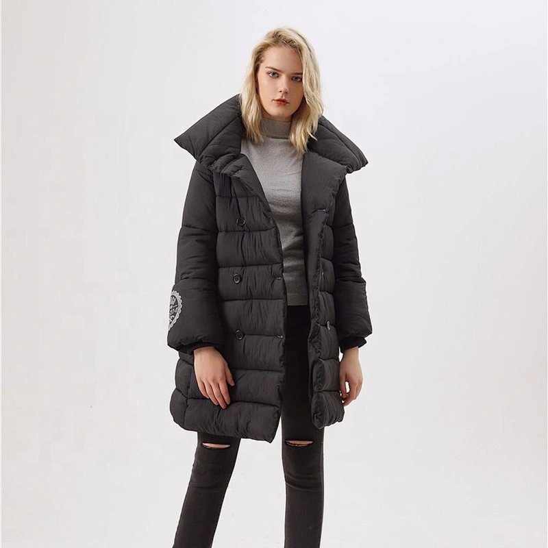 Black Padded Coat For Woman Hooded  Lady Winter  Women Long Clothing LR-3505