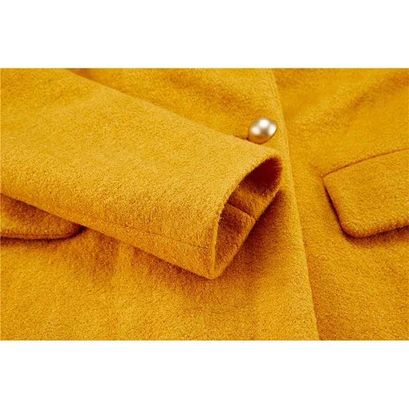 2019 Women Winter  Warm Long Turn-down Collar Windproof Wool Trench Coat  For Lady