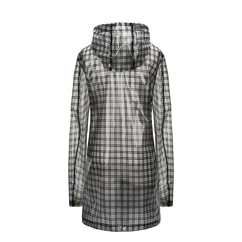 Design Plaid Waterproof Adult Raincoat  Women Long TPU Raincoats for Lady LR000