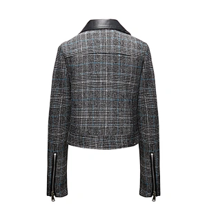 Women Slim short Winter plaid coat fashion jacket for lady 2019 LR-9601