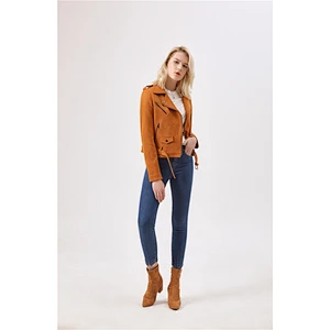 Custom Design Slim Washed Fashion  Jacket For Women with Soild Color cool  lady coat LR-3046