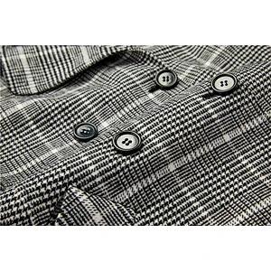 Fashion Winter  Long  Turn-down Collar Coat plain dyed Animal   Women's Plaid coat For Lady FDS03