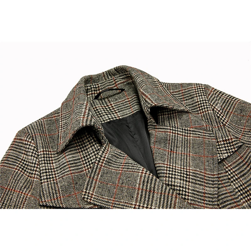 Winter  Vintage Style Long  Turn-down Collar Coat plain dyed Animal   Women's Plaid coat For Lady WL208