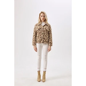 women winter jacket with faux fur Factory Customized   leopard coat