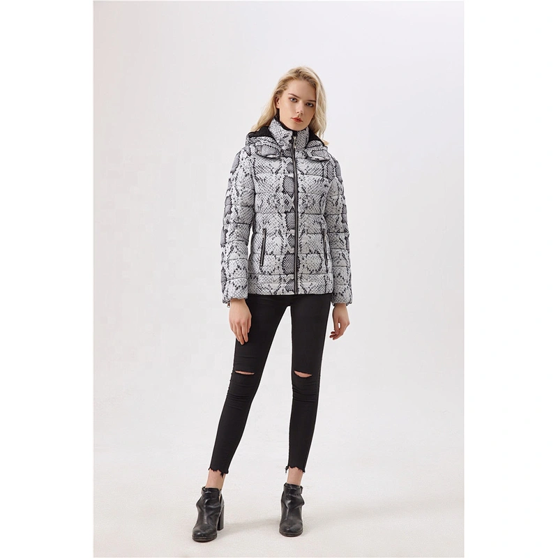 Women winter animal pattern padding coat with hat wear clothing for women LR-7068