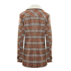 Fashion Vintage Style Winter  Long  Turn-down Collar Coat plain dyed   Women's Plaid coat For Lady LR-7324