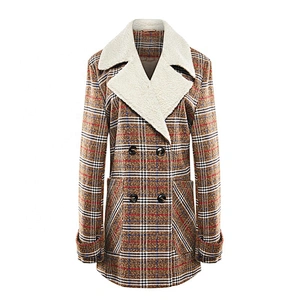 Fashion Vintage Style Winter  Long  Turn-down Collar Coat plain dyed   Women's Plaid coat For Lady LR-7324