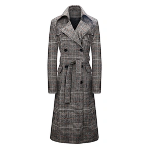 Winter  Vintage Style Long  Turn-down Collar Coat plain dyed Animal   Women's Plaid coat For Lady WL208