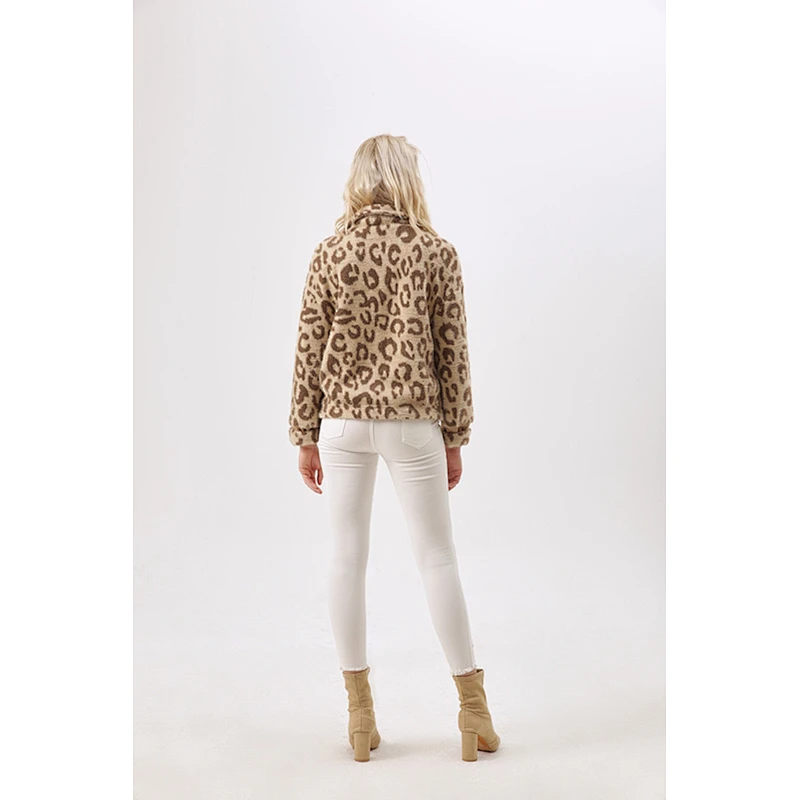 women winter jacket with faux fur Factory Customized   leopard coat