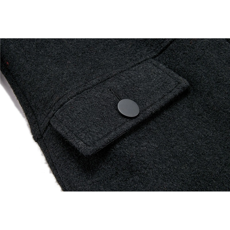 Women Winter Long  Windproof Hooded  With Fur Trench Wool Coat Warm For Lady LR-8903