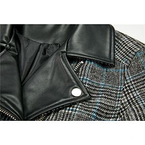 Women Slim short Winter plaid coat fashion jacket for lady 2019 LR-9601