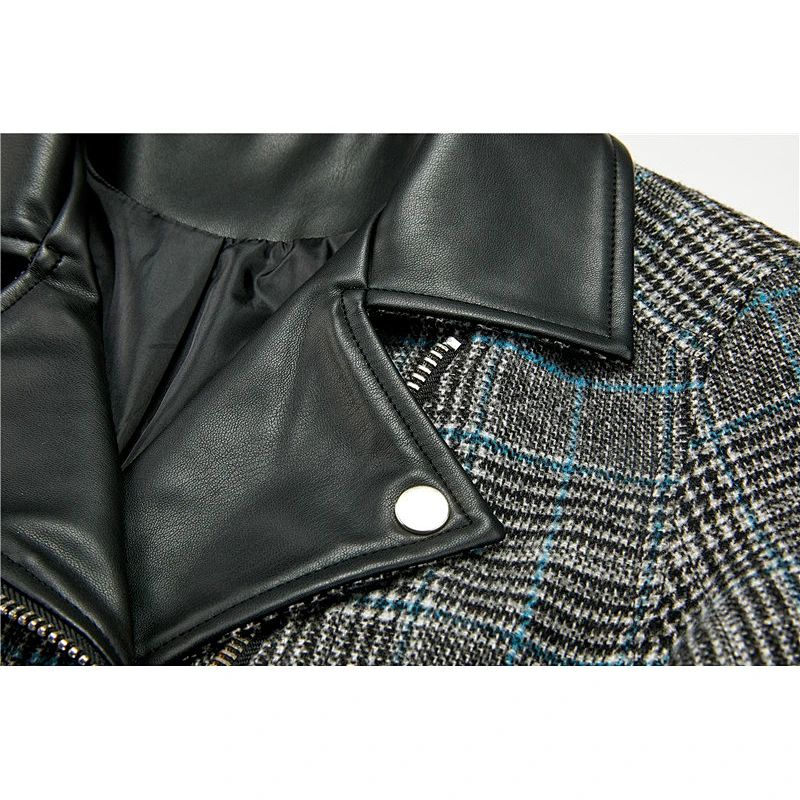 Women Slim short Winter plaid coat fashion jacket for lady 2019 LR-9601
