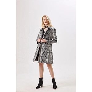 Fashion PU Leather Jacket Coat Animal Design long sleeves trench coat for lady LR-8813