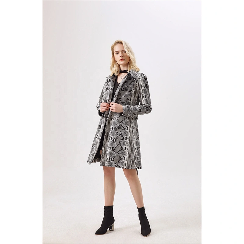 Fashion PU Leather Jacket Coat Animal Design long sleeves trench coat for lady LR-8813