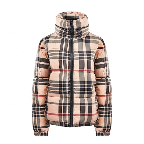 Womens Middle Winter Overcoats 100%Polyester Plaid  Padded Coat For Ladies LR-9981