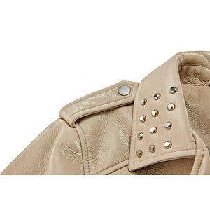 Women's Turn-down collar Motorcycle Clothing Outwear  Cool green All-match Women Jacket