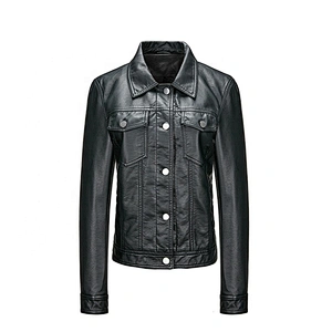 2019 Women Slim Autumn Cool Black Coat Fashion Motorcycle PU jacket for lady  4232