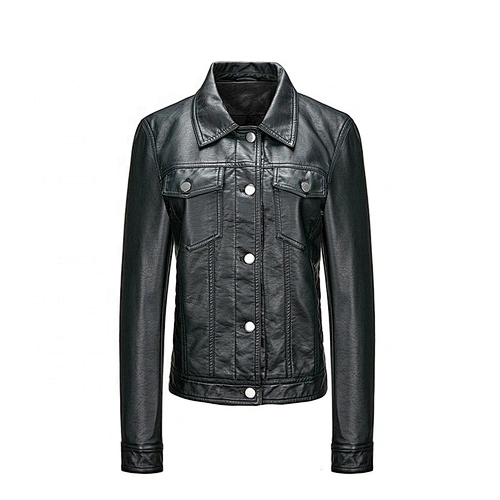 2019 Women Slim Autumn Cool Black Coat Fashion Motorcycle PU jacket for lady  4232