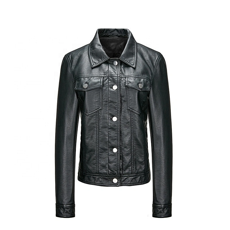 2019 Women Slim Autumn Cool Black Coat Fashion Motorcycle PU jacket for lady  4232