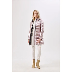 Women's Winter Long Hooded Windproof Pink Coat  Fashion Warm overcoat For Lady