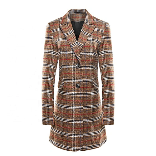 Women's fashion coat For Lady Winter Warm  Turn-down Collar Coat plain dyed Button LUCA-002