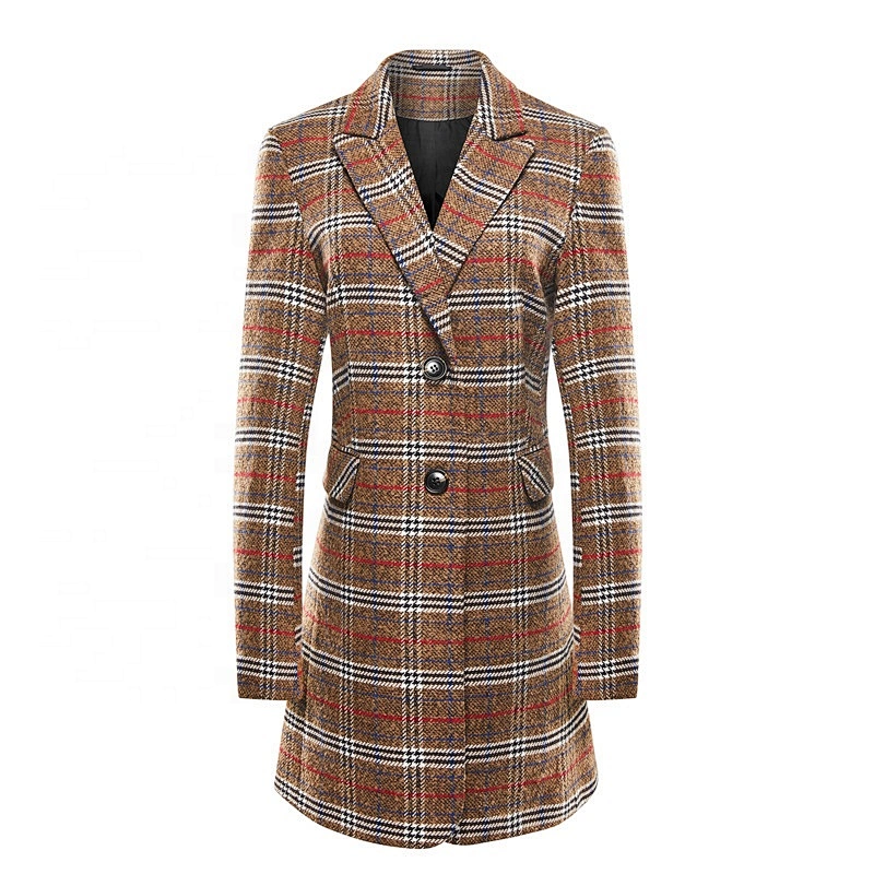 Women's fashion coat For Lady Winter Warm  Turn-down Collar Coat plain dyed Button LUCA-002
