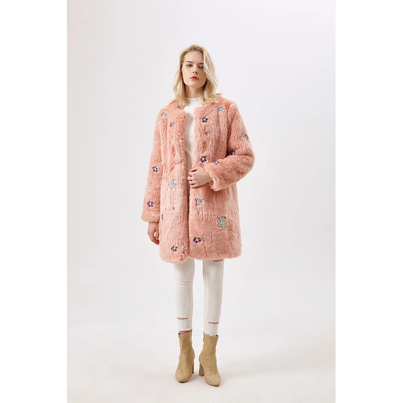 Women's O-Neck Faux Fur Coat Winter Clothing With Sex Design For Women LR-3688