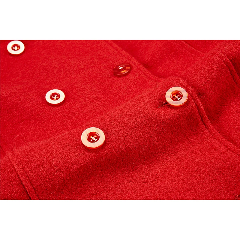 Women Winter Long Turn-down Collar Wool  Trench Coat  Solid Color Warm For Lady  3026-B