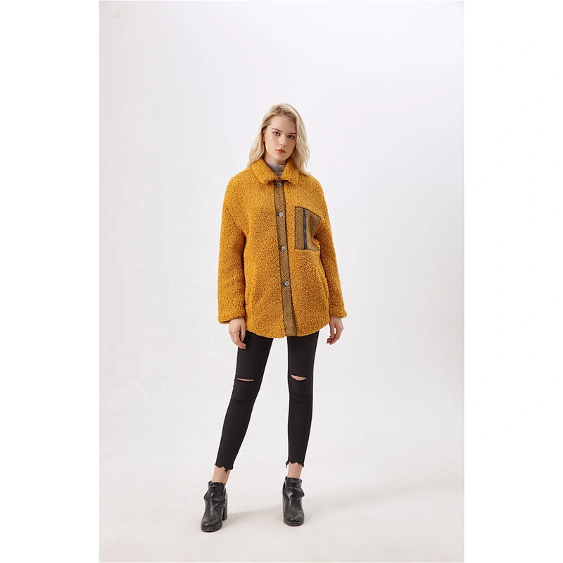 Women Turn-Down Collar Fur Coat Winter Warm Jacket With Fashion Design For Lady  LR-7079