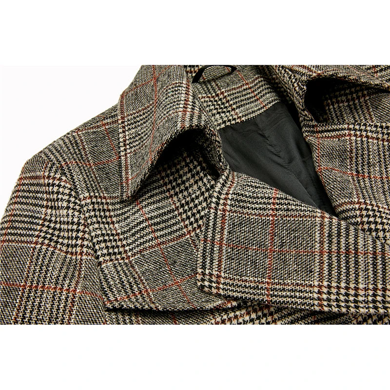 Winter  Vintage Style Long  Turn-down Collar Coat plain dyed Animal   Women's Plaid coat For Lady WL208