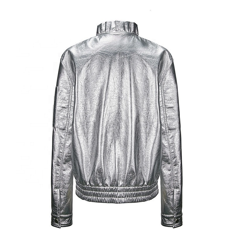 women's jacket with   bright PU  100%polyurethane breathable material LR-9008A05