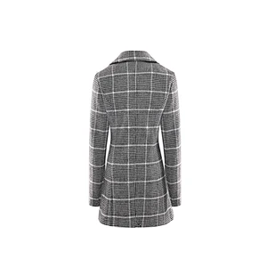 Fashion Winter  Long  Turn-down Collar Coat plain dyed Animal   Women's Plaid coat For Lady FDS03