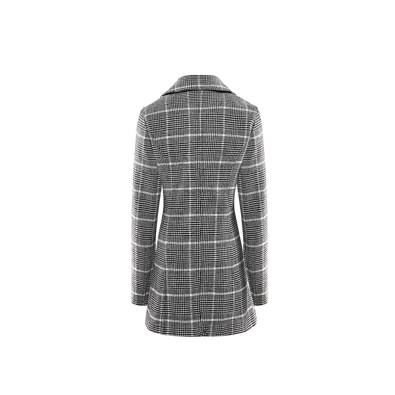 Fashion Winter  Long  Turn-down Collar Coat plain dyed Animal   Women's Plaid coat For Lady FDS03