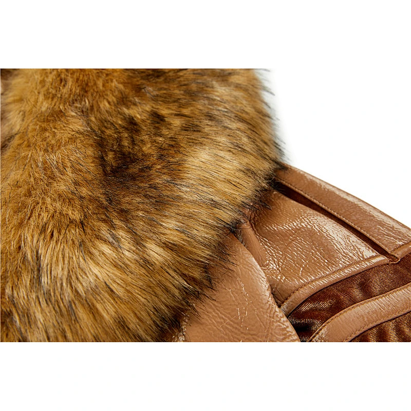 Winter Warm  Fashion OEM Waterproof Zipper Slim  100%PU Jacket  With Fur Coat 603-J721249